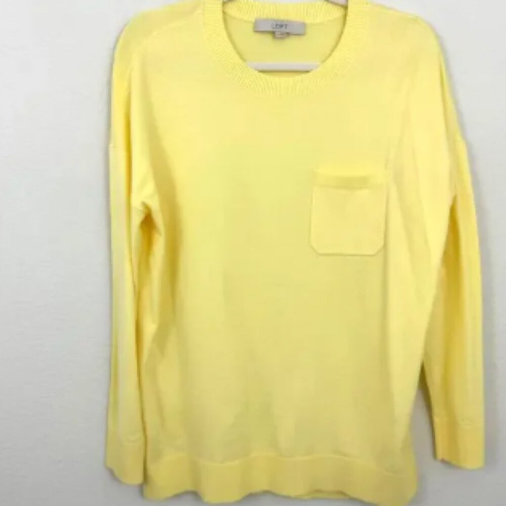 Loft Women's Pocket Tunic Lightweight Sweater Yellow Size M